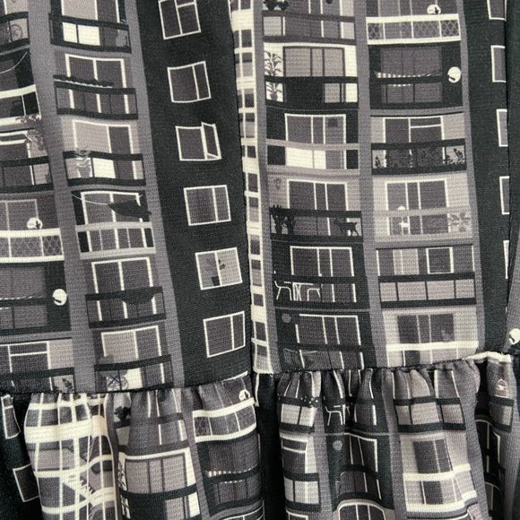 Yumi Apartment Print Black Mini Dress - Picture 4 of 4